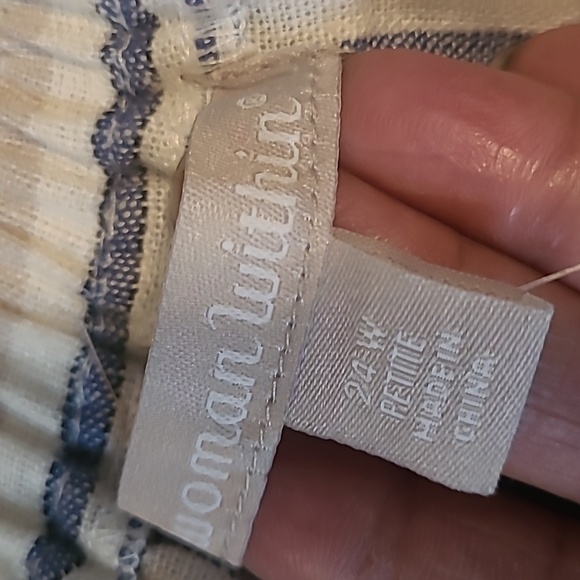 Women's 24W Petite striped Linen blend pull-on wide leg pants beach boho casual - Picture 9 of 15